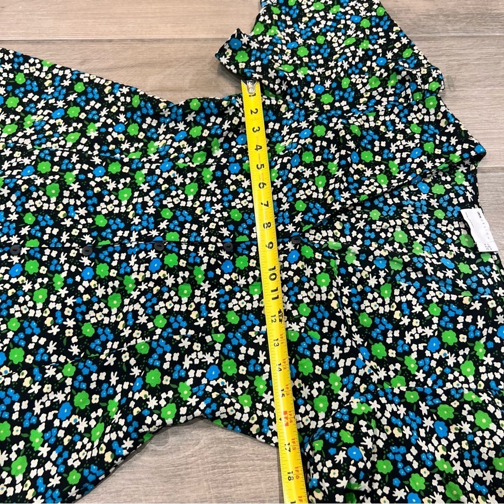 NWT ASOS Black Blue Green Floral Flutter Sleeve Midi Belted Dress Women’s US 8 - Picture 6 of 13